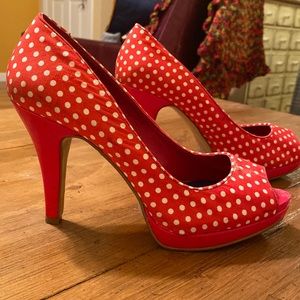 Red Heels with White Polkadots from Nine West - barely worn